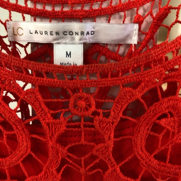 LC Lauren Conrad bright red orange lace dress - Picture 4 of 7